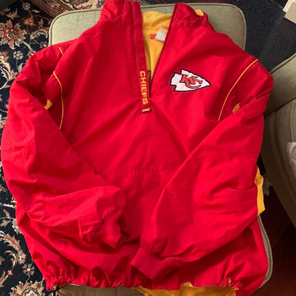 NFL KC Chiefs half zip jacket fleece lined men’s size large.